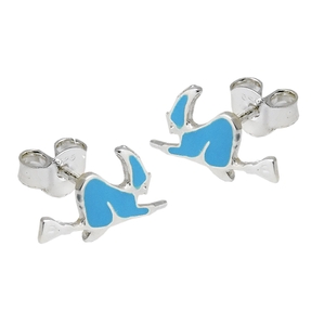Ohrstecker Ohrringe Ohrschmuck Hexe auf dem Besen blau lackiert 925 Silber Ohrstecker Ohrringe Ohrschmuck Hexe auf dem Besen blau lackiert 925 Silber