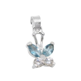 Anhänger Schmetterling Aquamarin hellblau & Zirkonia weiß 925 Silber