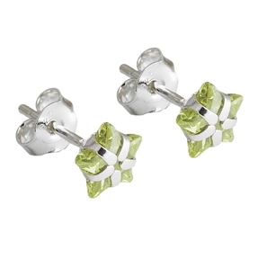 Ohrstecker Ohrringe Ohrschmuck Stern aus Zirkonia olivengrün 925 Silber