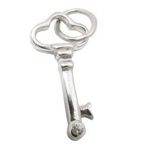 Anhänger Schlüssel 21x10mm mit weißen Zirkonia 925 Silber Halsschmuck Damen
