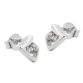 Ohrstecker Ohrringe Ohrschmuck Dreieck mit Zirkonia weiß 925 Silber Damen