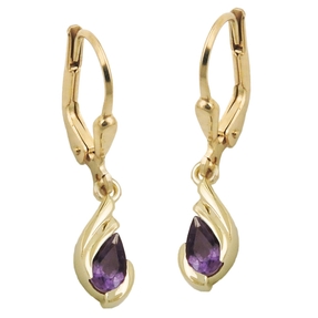 Ohrhänger Brisur Tropfen aus Amethyst lila violett 375 Gold Gelbgold Ohrringe Ohrhänger Brisur Tropfen aus Amethyst lila violett 375 Gold Gelbgold Ohrringe