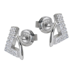Ohrstecker Ohrringe Ohrschmuck Dreieck weiße Zirkonia 925 Silber Damen