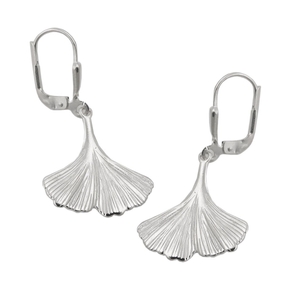 Brisur Ohrschmuck Ohrringe Ohrhänger Ginkgo-Blatt matt 925 Silber Damen