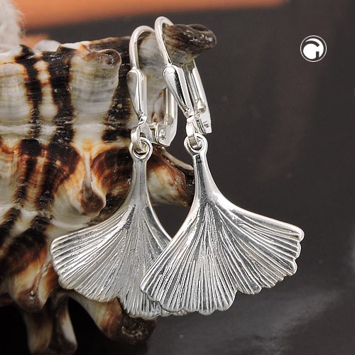 Brisur Ohrhänger Ginkgo-Blatt 925 Silber