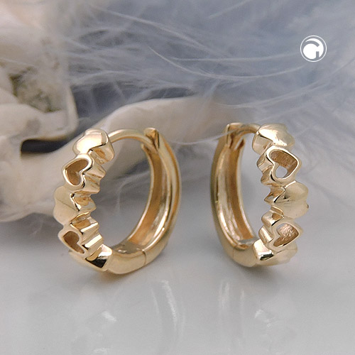 Creolen 12x3mm Klappcreole Herz 375 Gold