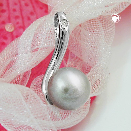 Anhänger Perle und Zirkonia 925 Sterlingsilber