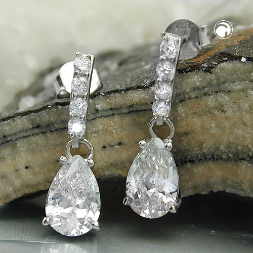 Ohrhänger mit Zirkonia Tropfen 925 Silber