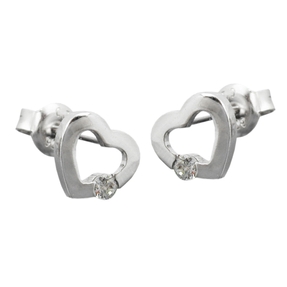 Paar Ohrstecker Stecker Herz Herzen mit Zirkonia weiß 925 Silber Damen