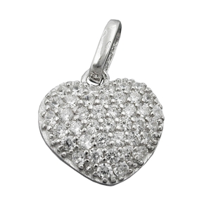 Anhänger Herz mit vielen Zirkonia weiß 925 Silber 12x13mm rhodiniert Damen