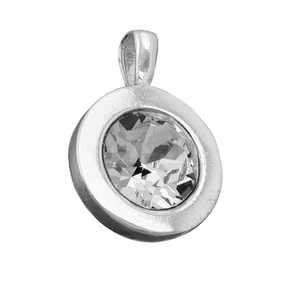 Anhänger mit Glasstein weiß 925 Silber Sterlingsilber Halsschmuck rund Damen