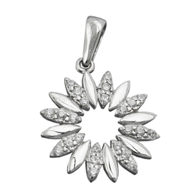 Anhänger Blume mit Zirkonia weiß 14mm 925 Silber Sterlingsilber Silberanhänger
