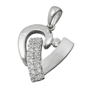 Anhänger Herz mit Zirkonia weiß 19x17cm matt-glänzend 925 Silber Silberanhänger