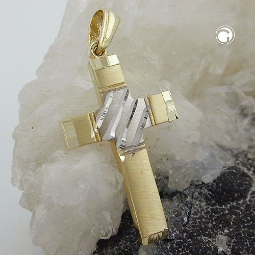 Anhänger Kreuz 20x14mm 375 Gold mattiert
