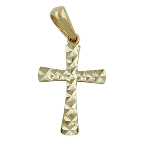 Anhänger Kreuz aus 375 Gold Gelbgold 15x11mm diamantiert Goldschmuck Unisex