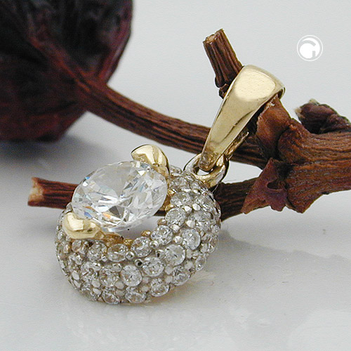 Anhänger aus 375 Gold mit Zirkonia rhodiniert