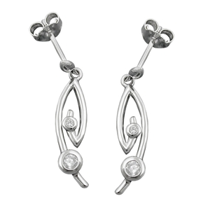 Paar Ohrhänger mit Stecker 925 Silber mit Zirkonia weiß Ohrschmuck Damen