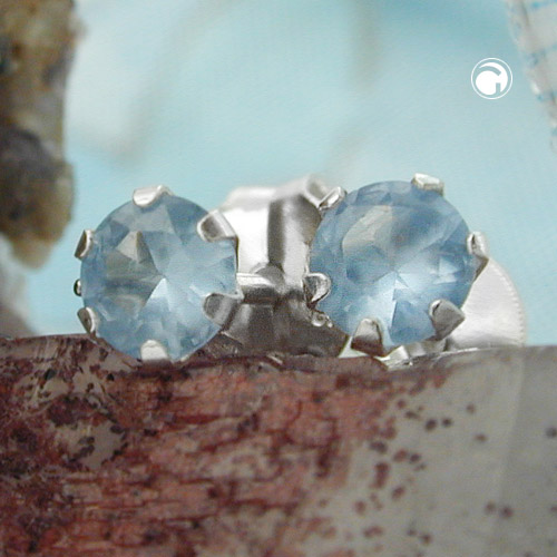 Ohrstecker aus 925 Silber mit 4mm Zirkonia aqua