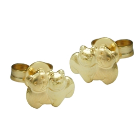 Paar Ohrstecker Stecker Bärchen aus 375 Gold matt-glänzend Ohrschmuck Kinder