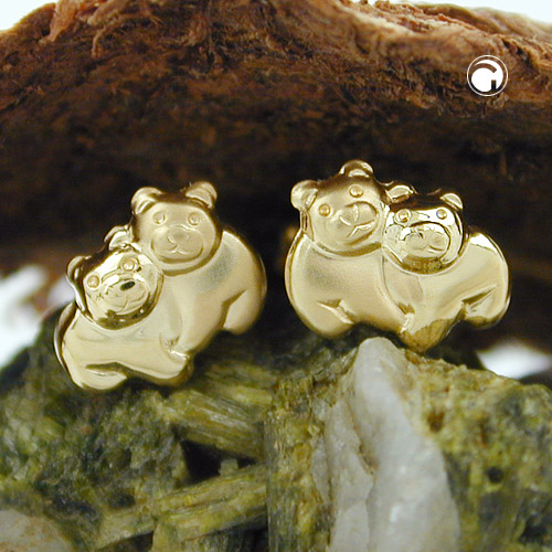 Ohrstecker Bärchen 375 Gold matt-glänzend
