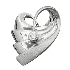 Anhänger Herz mit Zirkonia 925 Silber Sterlingsilber matt-glänzend Damen