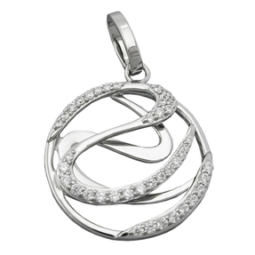 Anhänger Kreis mit Muster zweilagig mit Zirkonia weiß 925 Silber glänzend Damen Anhänger Kreis mit Muster zweilagig mit Zirkonia weiß 925 Silber glänzend Damen