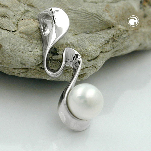 Anhänger mit Perle 6mm weiß 925 Silber