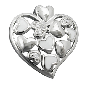 Anhänger 10 Herzen in einem Herz 925 Silber mit Zirkonia weiß glänzend Damen