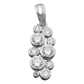 Anhänger mit 10 Zirkonia weiß 925 Silber glänzend rhodiniert Silberanhänger