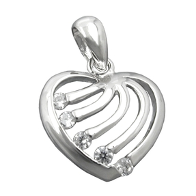 Anhänger kleines Herz aus 925 Silber mit 5 Zirkonia weiß glänzend Damen