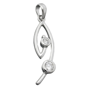 Anhänger mit zwei Zirkonia weiß 925 Silber Sterlingsilber rhodiniert Damen