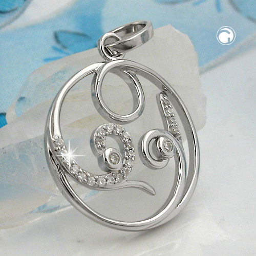 Anhänger Kreis mit Zirkonia weiß 925 Silber