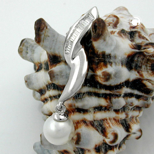 Anhänger Zuchtperle 7mm und Zirkonia 925 Silber