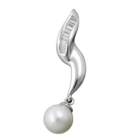 Anhänger mit Süßwasser Zuchtperle 7mm & längliche Zirkonia 925 Silber Damen