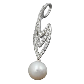Anhänger mit Süßwasser Zuchtperle 8mm & Zirkonia weiß 925 Silber Silberanhänger