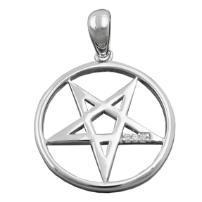 Anhänger Fünf-Stern im Kreis mit Zirkonia weiß 925 Silber Sterlingsilber Damen