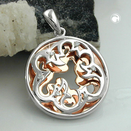 Anhänger Blumenmotiv mit Zirkonia 925 Silber
