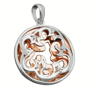 Anhänger Blumenmotiv doppellagig Zirkonia weiß 925 Silber vergoldet Damen