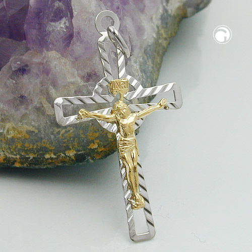 Anhänger Kreuz mit Jesus 925 Silber vergoldet