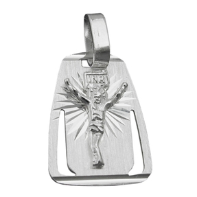 Anhänger Platte mit Jesus aus 925 Silber matt-glänzend diamantiert Unisex Anhänger Platte mit Jesus aus 925 Silber matt-glänzend diamantiert Unisex