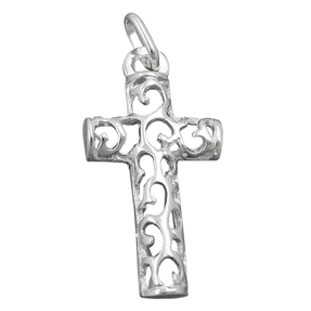 Anhänger Kreuz mit Muster durchbrochen 28x14mm 925 Silber Sterlingsilber Damen