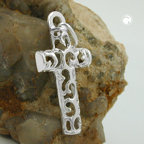 Anhänger Kreuz mit Muster 28x14mm 925 Silber