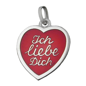 Anhänger rotes Herz " Ich liebe Dich " aus 925 Silber Sterlingsilber Damen