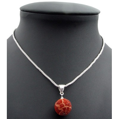 Anhänger aus Koralle und 925 Silber rot-orange