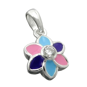 Anhänger Blume 925 Sterling Silber multicolor blau-lila-pink Kinder Anhänger Blume 925 Sterling Silber multicolor blau-lila-pink Kinder