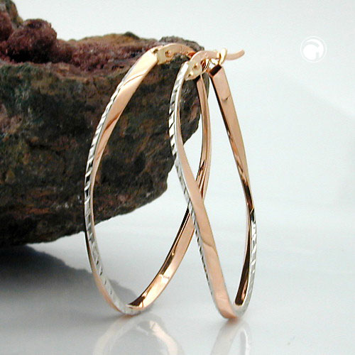 Creolen 33x20mm oval 375 Rotgold gedreht