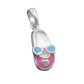 Anhänger Schuh Pantoffel aus 925 Sterling Silber rosa-hellblau Kinder