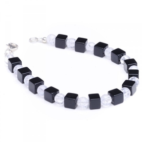 Armband aus Onyx & Bergkristall 925 Silber schwarz weiß Designerarmband Damen