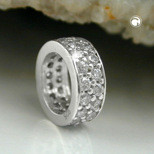 Taufring Anhänger mit Zirkonia weiß 925 Silber