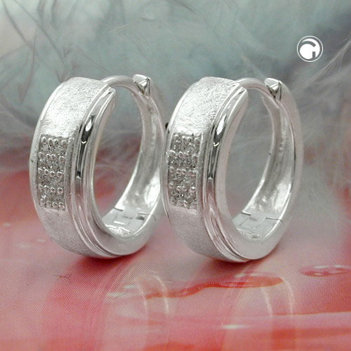 Creolen 14x5mm mit Zirkonia 925 Silber